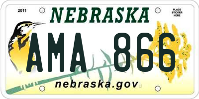NE license plate AMA866