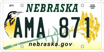 NE license plate AMA871
