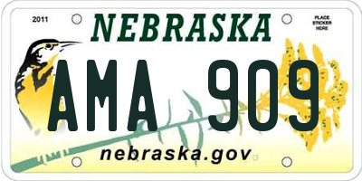NE license plate AMA909