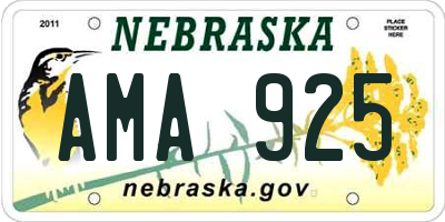 NE license plate AMA925