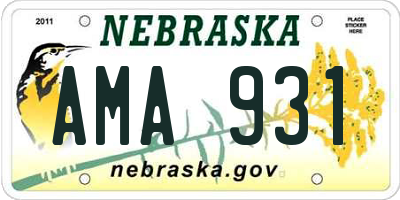NE license plate AMA931