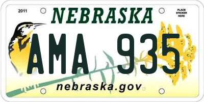 NE license plate AMA935