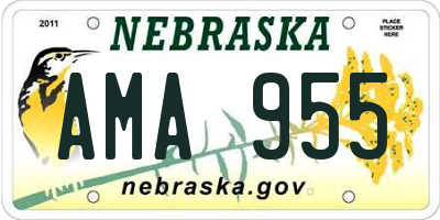 NE license plate AMA955
