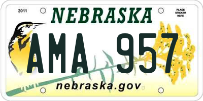 NE license plate AMA957