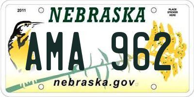 NE license plate AMA962