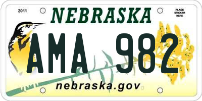 NE license plate AMA982