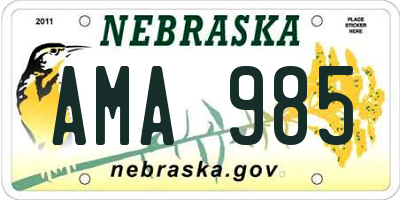 NE license plate AMA985