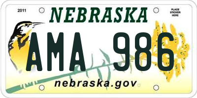 NE license plate AMA986
