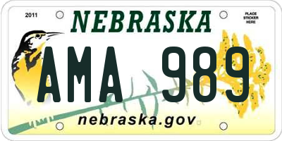 NE license plate AMA989