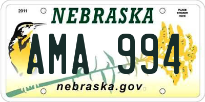 NE license plate AMA994