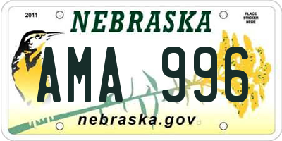 NE license plate AMA996