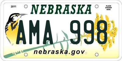 NE license plate AMA998