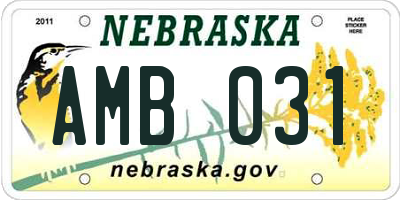 NE license plate AMB031