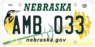 NE license plate AMB033