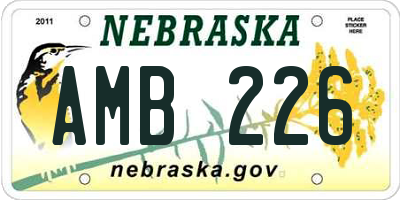 NE license plate AMB226