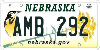 NE license plate AMB292