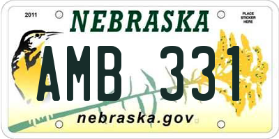 NE license plate AMB331