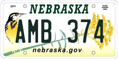 NE license plate AMB374
