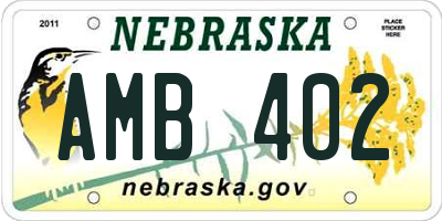 NE license plate AMB402