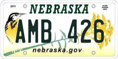 NE license plate AMB426