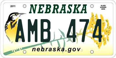 NE license plate AMB474