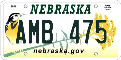 NE license plate AMB475