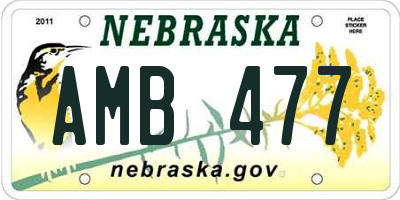 NE license plate AMB477