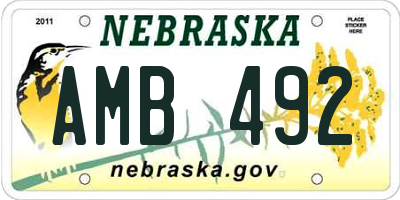 NE license plate AMB492