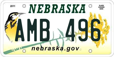 NE license plate AMB496