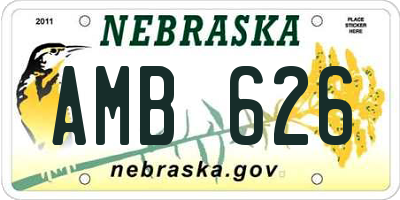NE license plate AMB626