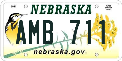 NE license plate AMB711