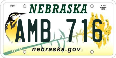 NE license plate AMB716