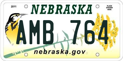 NE license plate AMB764