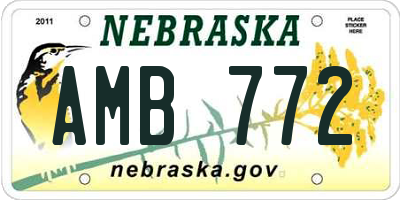 NE license plate AMB772