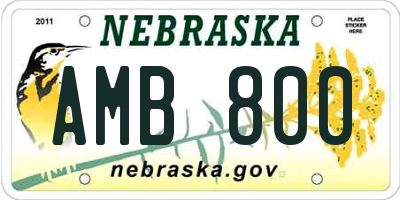 NE license plate AMB800