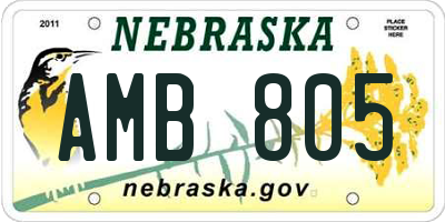 NE license plate AMB805