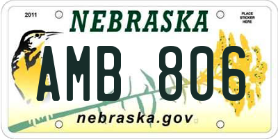 NE license plate AMB806