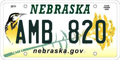NE license plate AMB820