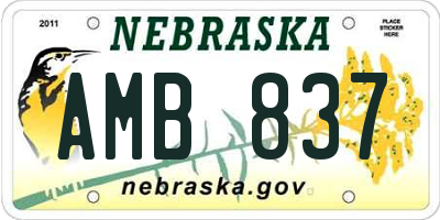 NE license plate AMB837