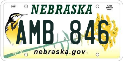 NE license plate AMB846