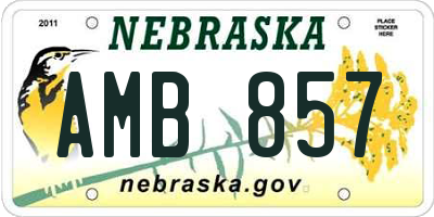 NE license plate AMB857
