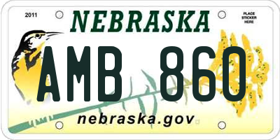 NE license plate AMB860