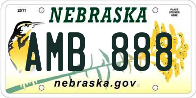NE license plate AMB888