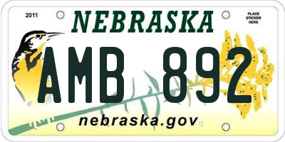 NE license plate AMB892