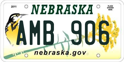 NE license plate AMB906
