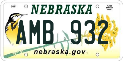 NE license plate AMB932