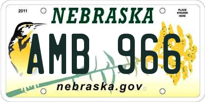 NE license plate AMB966