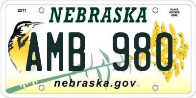 NE license plate AMB980