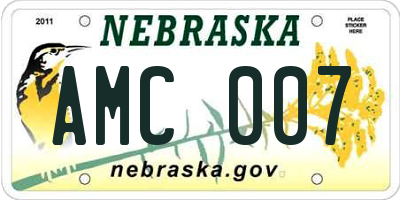 NE license plate AMC007