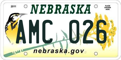 NE license plate AMC026